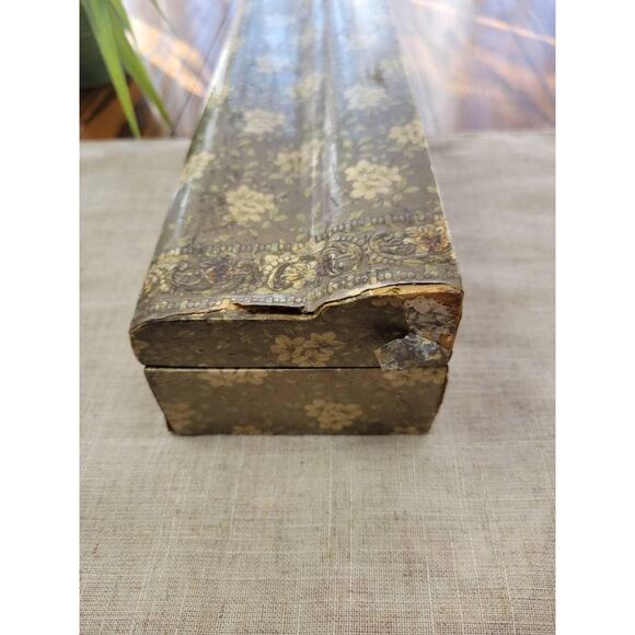 Antique Necktie Box, Victorian Floral, Lined Hinged, Vintage Dresser Catchall - Picture 4 of 10